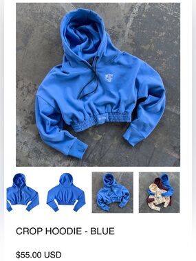 NWT Kill Crew Blue Cropped Hoodie